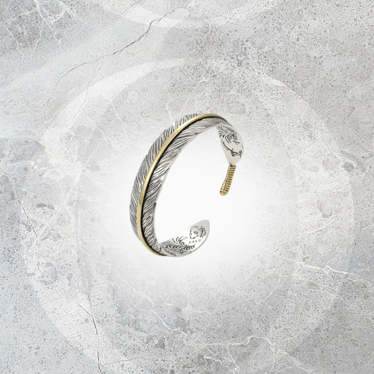 Soar - Bracelet Jonc Argent en forme de plumes