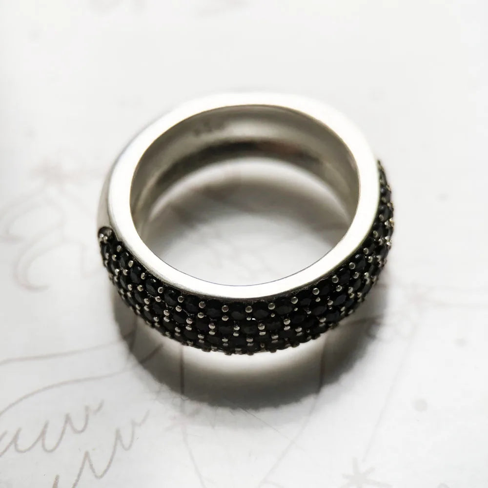 Black Pearl - Bague ornée de pierres noires