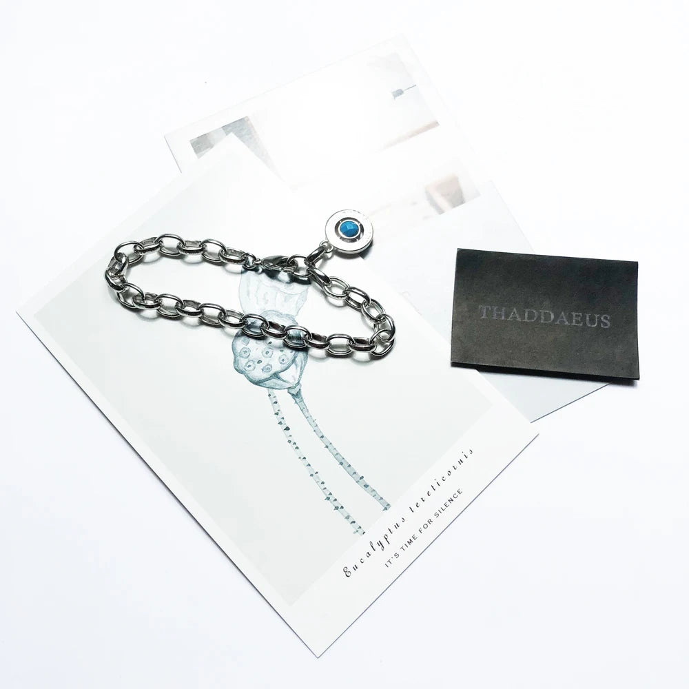 Turquoise - Bracelet à maillon en Argent avec Charms Turquoise