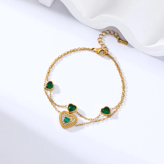 Coeur Émeraude - Parure cœur et cristal vert - Femme