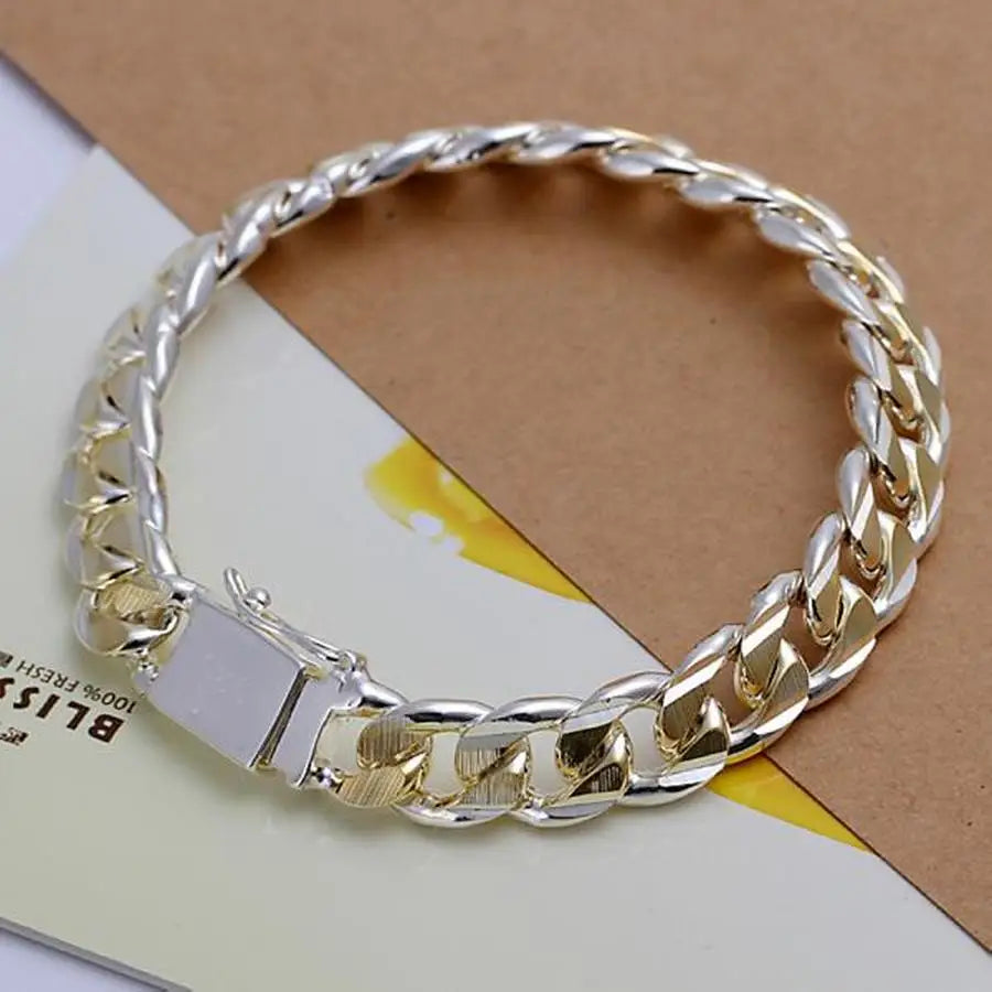 Théo - Bracelet en argent à grosse maille argenté et doré