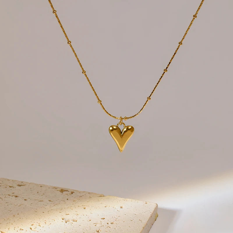 Amour - Parure en acier inoxydable doré avec pendentifs cœur - Femme