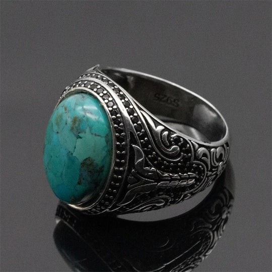 Lagoon - Bague avec pierre turquoise et pierres noires