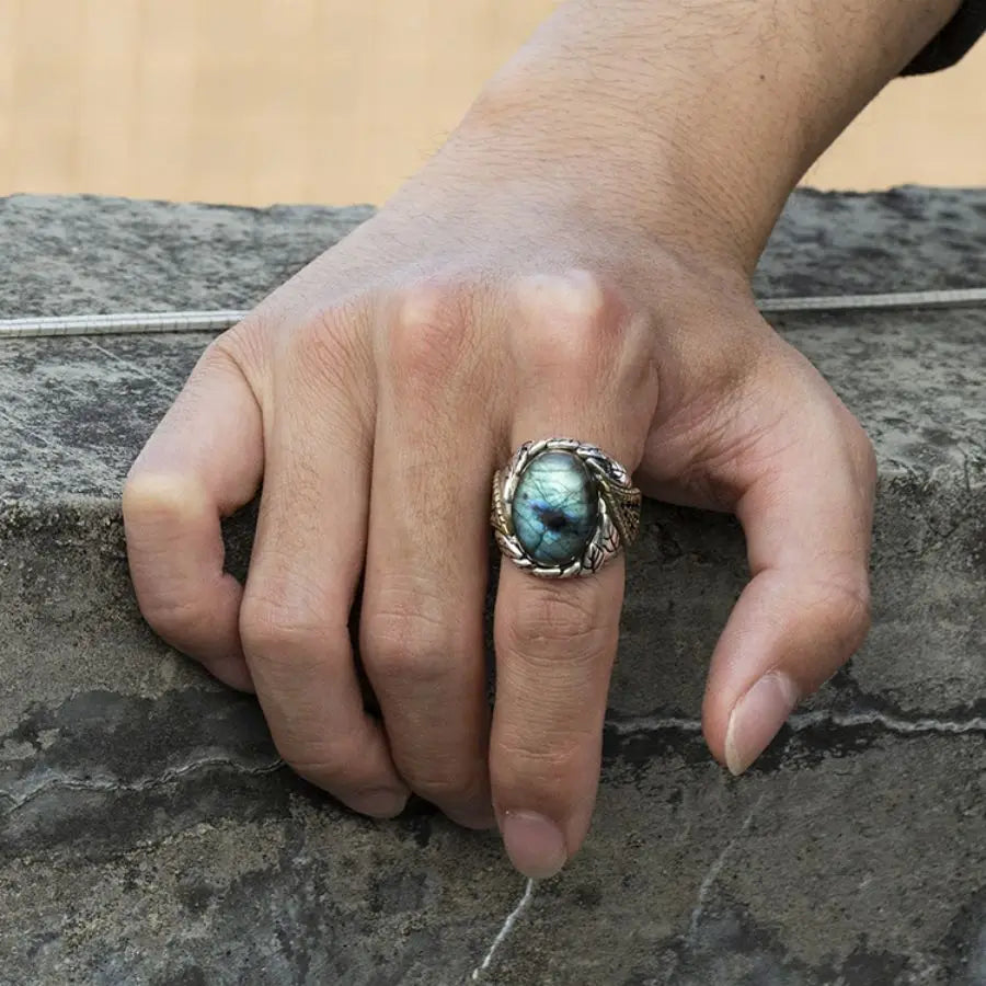 Giovanni - Bague vintage avec pierre de Labradorite