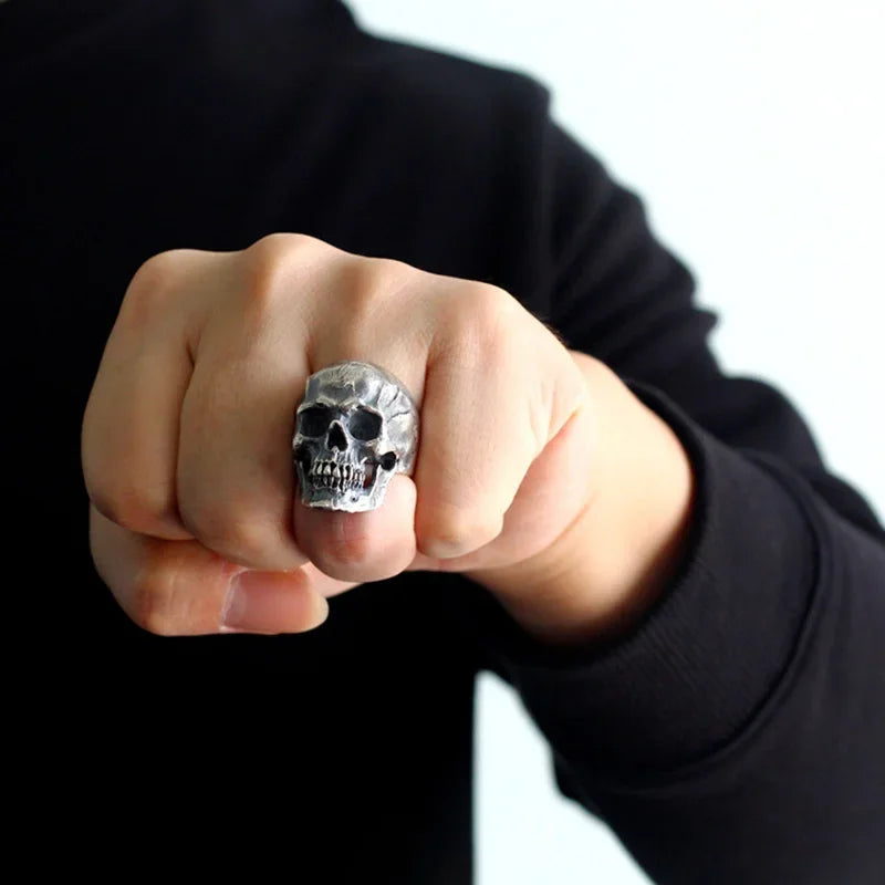 Pirate - Bague en Argent brossé avec tête de mort