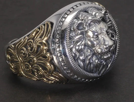 King - Bague vintage ajustable tête de lion