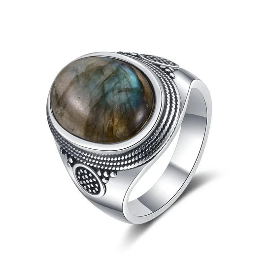 Andro'gyne - Bague mixte avec pierre Labradorite