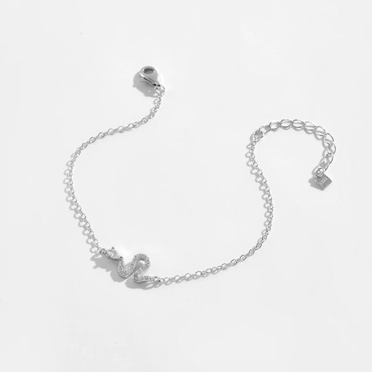 Snake - Bracelet en argent sterling avec zircon - Femme