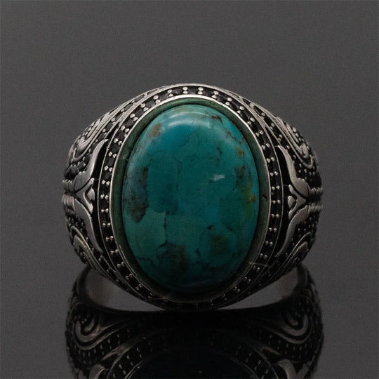 Lagoon - Bague avec pierre turquoise et pierres noires