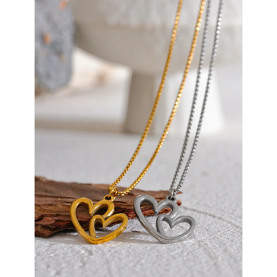 Heart - Parure avec pendentif cœur ajouré et créoles assorties - Femme