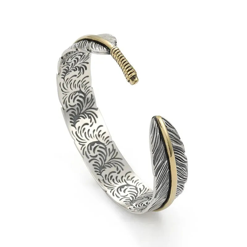 Soar - Bracelet Jonc Argent en forme de plumes