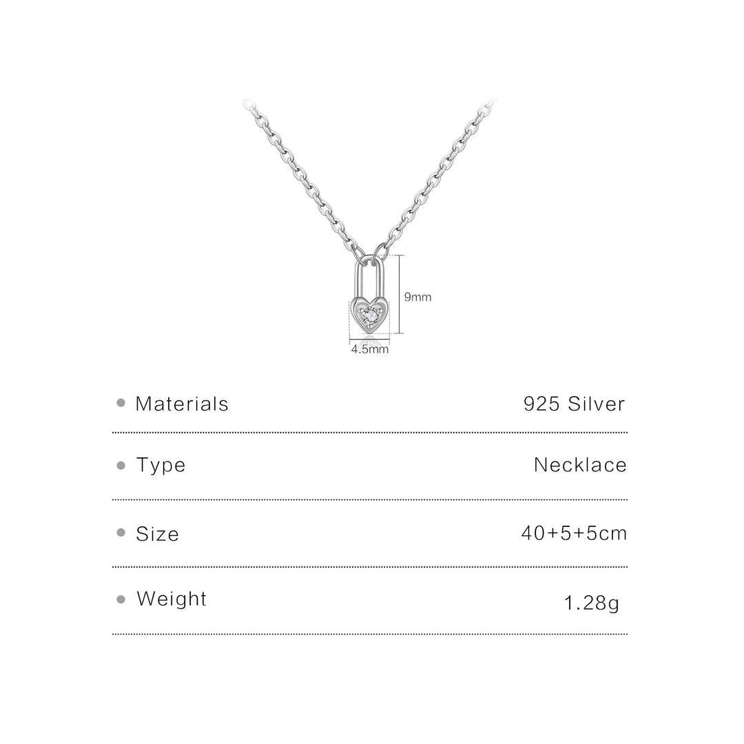 Forever - Collier en argent sterling avec pendentif cadenas cœur - Femme