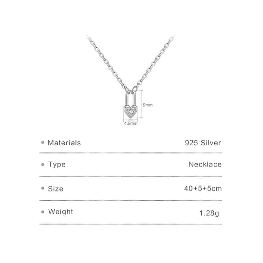 Forever - Collier en argent sterling avec pendentif cadenas cœur - Femme