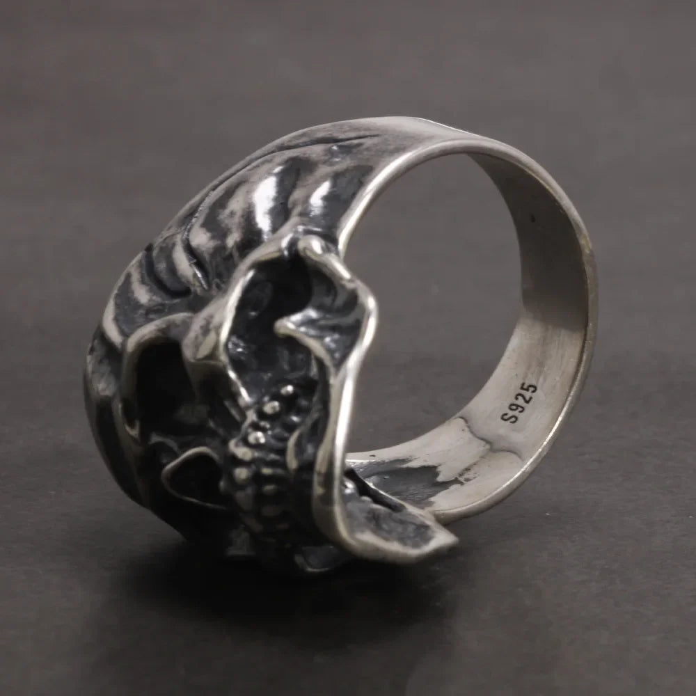 Pirate - Bague en Argent brossé avec tête de mort