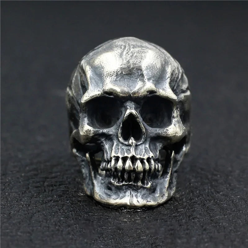 Pirate - Bague en Argent brossé avec tête de mort