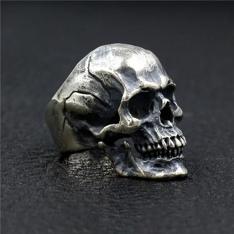 Pirate - Bague en Argent brossé avec tête de mort