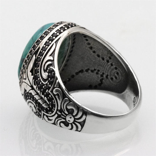 Lagoon - Bague avec pierre turquoise et pierres noires