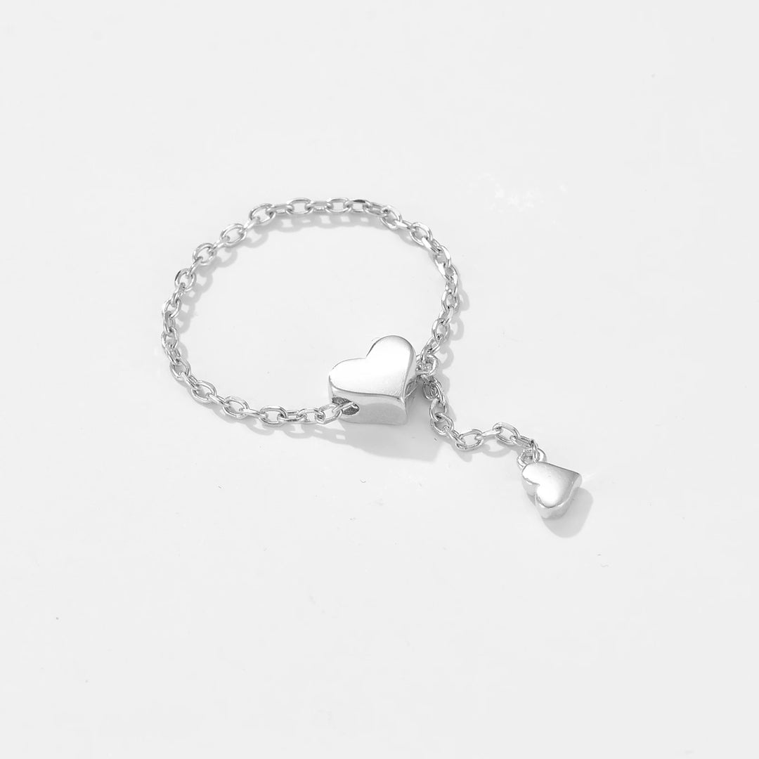 Coeur -  Bague chaîne en argent sterling avec motif cœur - Femme