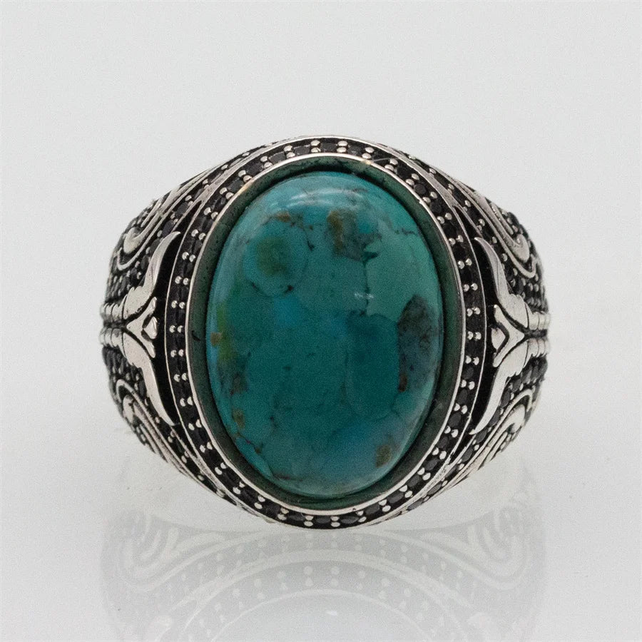 Lagoon - Bague avec pierre turquoise et pierres noires