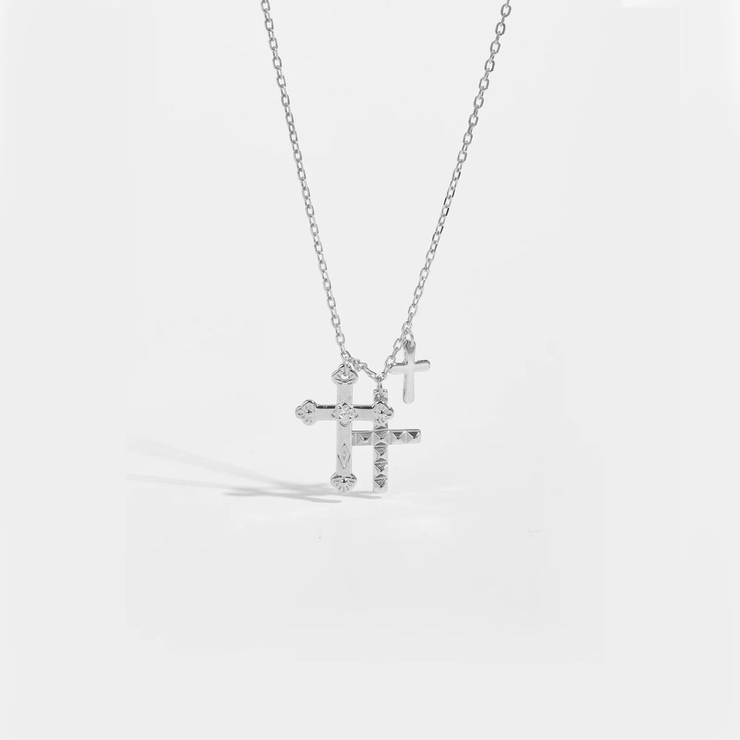 Trinité - Collier en argent sterling avec trois pendentifs croix - Femme